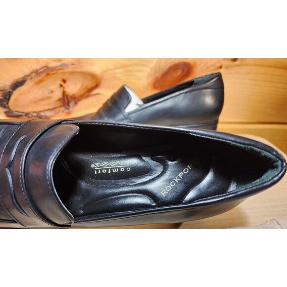 Rockport Women's Comfort by DMX Blue/Black Leather Loafers -Size 7.5W Block Heel - Picture 3 of 9